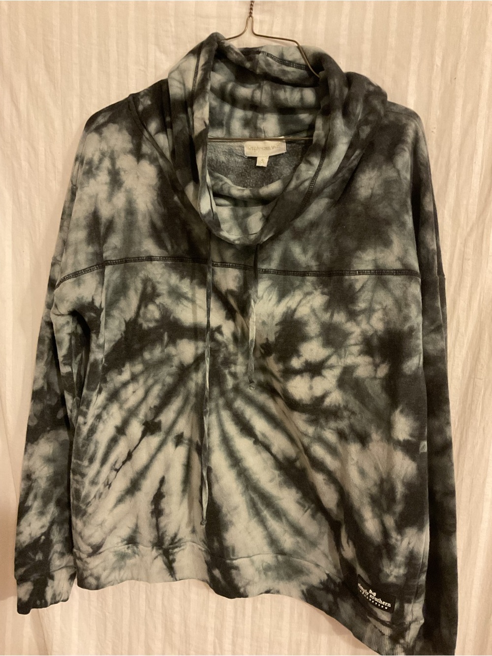 Cozy Simply Southern Tie-Dye Hooded Pullover Jacket - Black & Gray Sz.S. Cowl ne